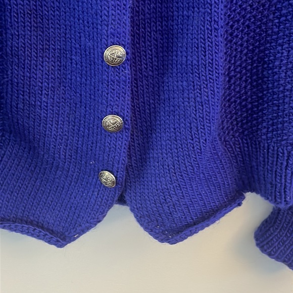 Handmade Button Down Floral Textured Knit Sweater Wide Puffy Shoulders SZ M - Picture 5 of 13